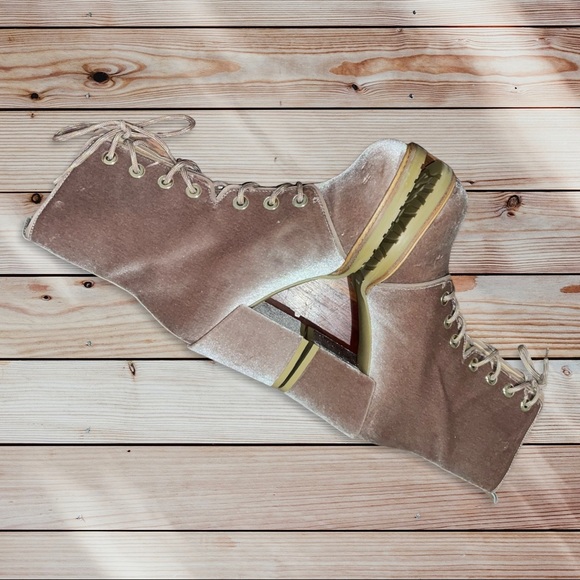 ✅SOLD Stuart Weitzman Velvet Lace Up Booties - Picture 4 of 8